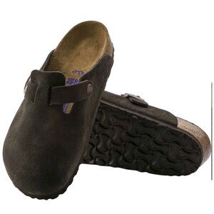 Birkenstock Mocha Suede Boston Clogs